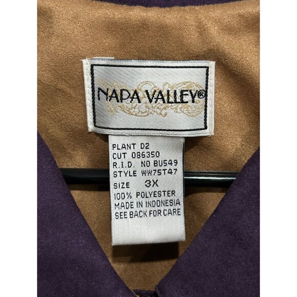 Vintage Napa Valley Patchwork Button Front Jacket Tan Purple Sz 3X Cottagecore - Picture 5 of 9